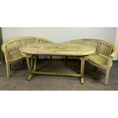 70 - GARDEN TABLE AND 2 BENCHES – ‘PEANUT’ SET