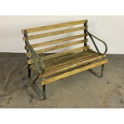 64 - SLATTED BENCH WITH METAL SUPPORTS