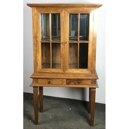 186 - GLAZED CABINET ON STAND WITH SQUARE TAPERING FLUTED LEGS