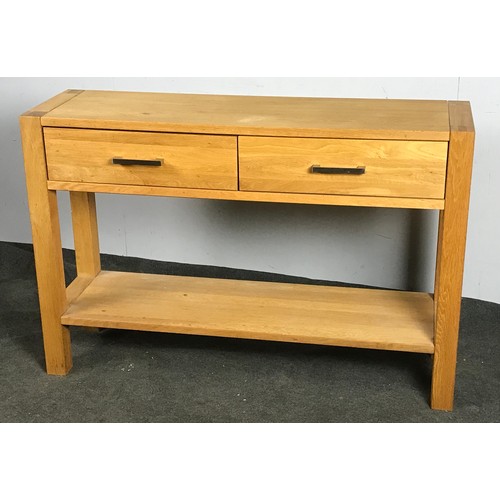 218 - LIGHT OAK CONSOLE TABLE WITH 2 FRIEZE DRAWERS AND UNDER TIER, approx. 120 cm