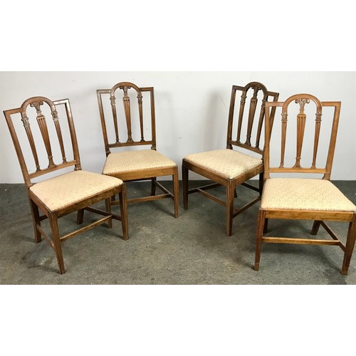 168 - SET OF 4 GOOD QUALITY DINING CHAIRS HAVING DROP IN SEATS, SQUARE TAPERED LEGS AND CARVED FLEUR DE LY... 