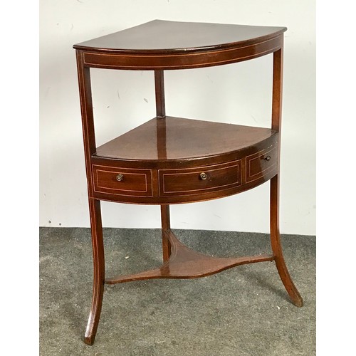 160 - GEORGIAN STYLE INLAID MAHOGANY CORNER WASH STAND