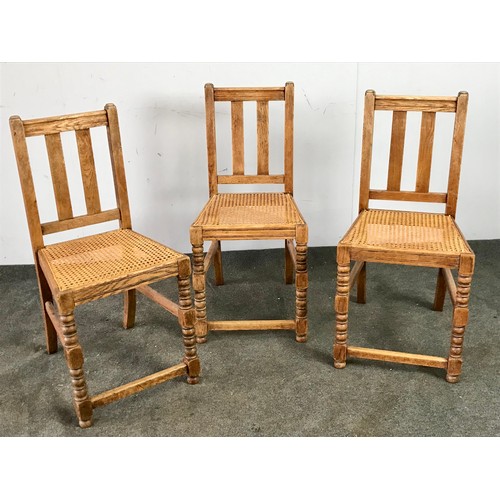 148 - 3 OAK CHAIRS WITH BERGERE TYPE SEATS