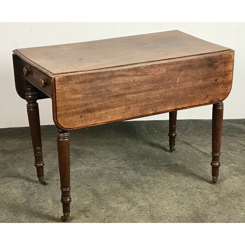 206 - VICTORIAN MAHOGANY PEMBROKE TABLE ON TURNED LEGS