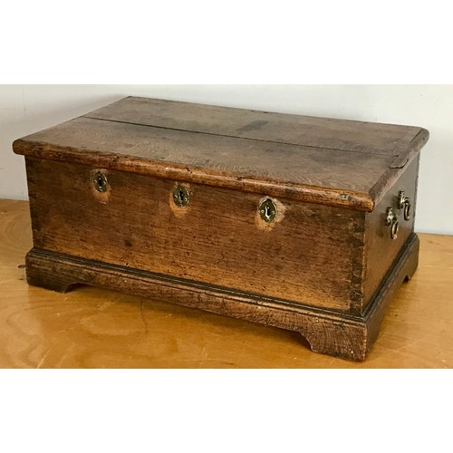 167 - OAK BIBLE BOX/ STRONG BOX WITH 3 LOCKS AND KEYS