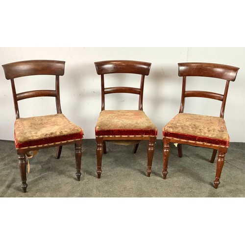 298 - SET OF 3 GEORGIAN MAHOGANY SABRE LEG DINING CHAIRS