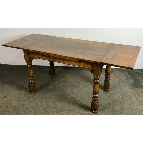 106 - OAK DRAWER LEAF DINING TABLE, approx. 182 x 71 cm max.