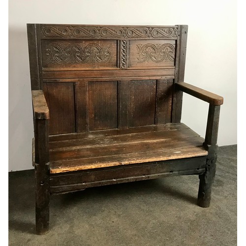 99 - OAK SETTLE, approx. 117 cm w.