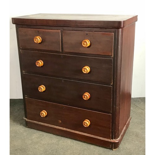 95 - VICTORIAN MAHOGANY CHEST OF 2 OVER 3 DRAWERS