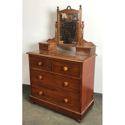 220 - VICTORIAN MAHOGANY DRESSING TABLE WITH TURNED HANDLES