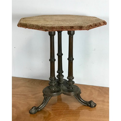 253 - UNUSUAL OCTAGONAL TOP TABLE ON 3 PEDESTAL STAND