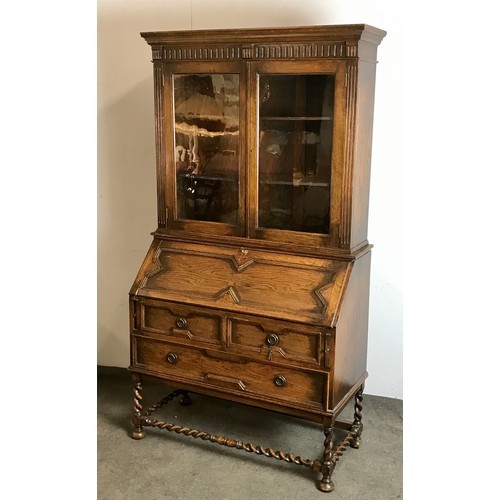 98 - GLAZED BUREAU BOOKCASE