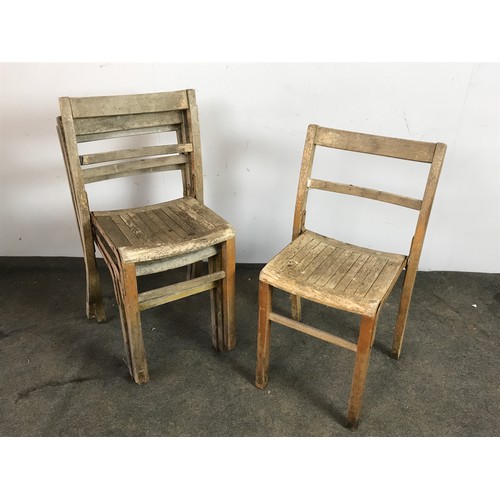 10 - 4 KINGFISHER STACKING HALL / SCHOOL CHAIRS