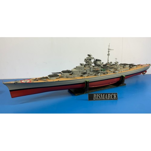 22 - RADIO CONTROL GERMAN BATTLESHIP, BISMARK, APPROX. 125 cm LONG