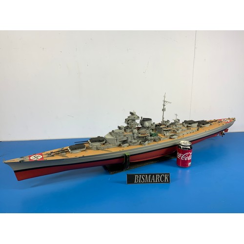 22 - RADIO CONTROL GERMAN BATTLESHIP, BISMARK, APPROX. 125 cm LONG