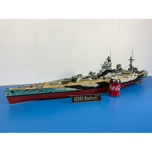 15 - RADIO CONTROLLED MODEL OF HMS RODNEY, APPROX. 108 cm LONG