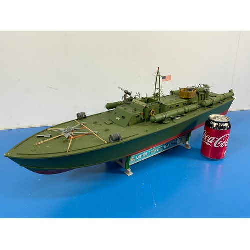 14 - RADIO CONTROLLED ITALERI MOTOR TORPEDO BOAT PT-109. APPROX. 70 CM LONG