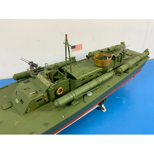 14 - RADIO CONTROLLED ITALERI MOTOR TORPEDO BOAT PT-109. APPROX. 70 CM LONG