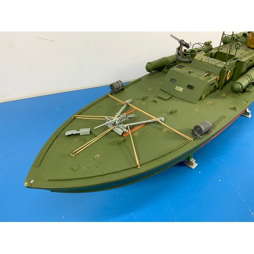 14 - RADIO CONTROLLED ITALERI MOTOR TORPEDO BOAT PT-109. APPROX. 70 CM LONG