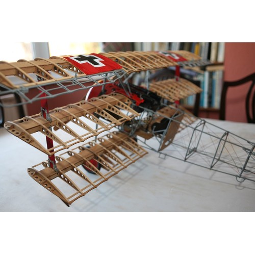 51 - THE RED BARON’S FOKKER DR1 TRIPLANE. A DETAILED STATIC MODEL IN 1:8 SCALE, BUILT FROM HATCHETTE PART... 