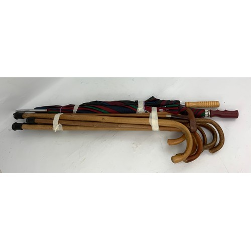 357 - BUNDLE OF 8 WALKING STICKS & 3 UMBRELLAS