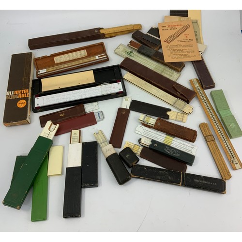 360 - VINTAGE OFFICE EQUIPMENT, SLIDE RULES, APPROX. 24 IN WOODEN & LEATHER CASES, CASTELL ADDIATOR DRP.