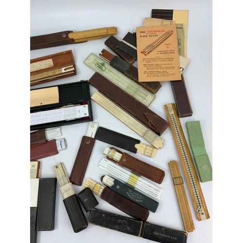 360 - VINTAGE OFFICE EQUIPMENT, SLIDE RULES, APPROX. 24 IN WOODEN & LEATHER CASES, CASTELL ADDIATOR DRP.