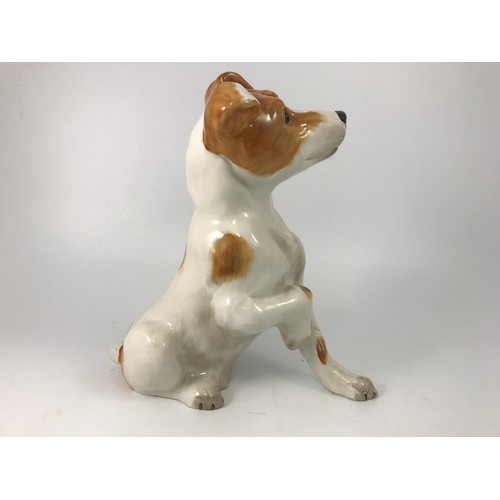 133 - LARGE STAFFORDSHIRE JACK RUSSELL FIGURE 33cm TALL, 32cm LONG