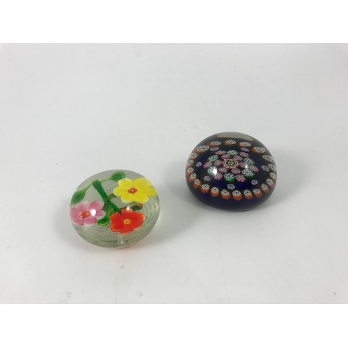 298 - CANED PAPER WEIGHT ONE OTHER FLORAL DITTO