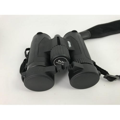 340 - PAIR OF BINOCULARS TOGETHER WITH OLYMPUS AND PANASONIC LUMIX TZ60 DIGITAL CAMERAS