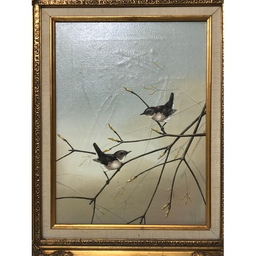 52 - PAIR OF MODERN OILS ON CANVAS DEPICTING BIRDS IN ORNATE FRAMES