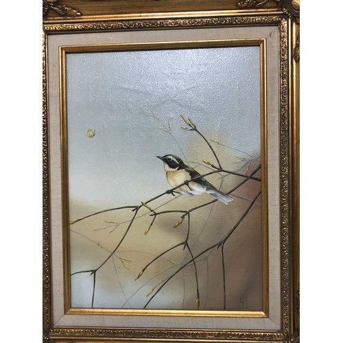 52 - PAIR OF MODERN OILS ON CANVAS DEPICTING BIRDS IN ORNATE FRAMES