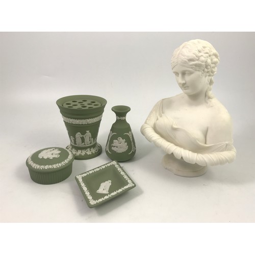 202 - MISC WEDGWOOD JASPER WARE, AND A PARIAN WARE BUST