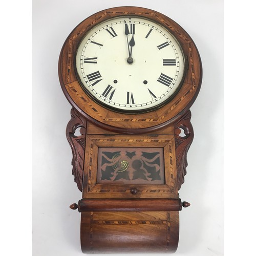 314 - INLAID TUNBRIDGE DROP DIAL WALL CLOCK