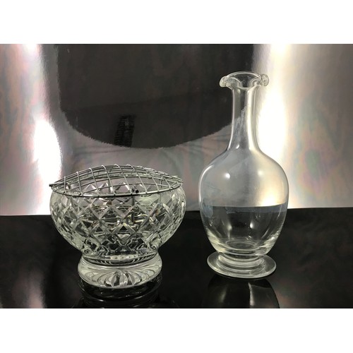 299 - 2 GLASS PAPERWEIGHTS TOGETHER WITH GLASS VASE AND A ROSE BOWL