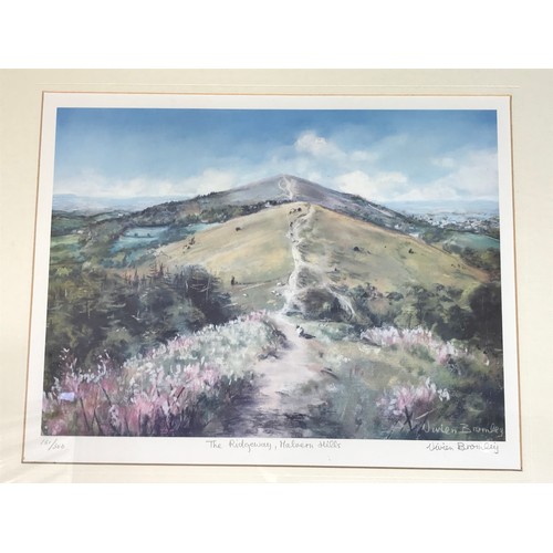 20 - WIDGERY WATER COLOUR TOGETHER WITH A PAIR OF VIVIEN BROMLEY LOCAL PRINTS