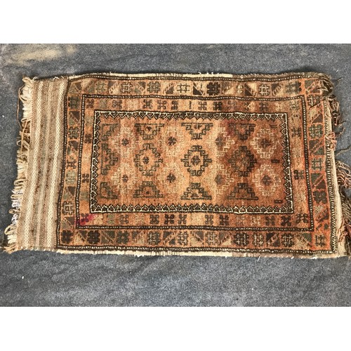 413 - BROWN GROUND RUG, APPROX 115CM LONG