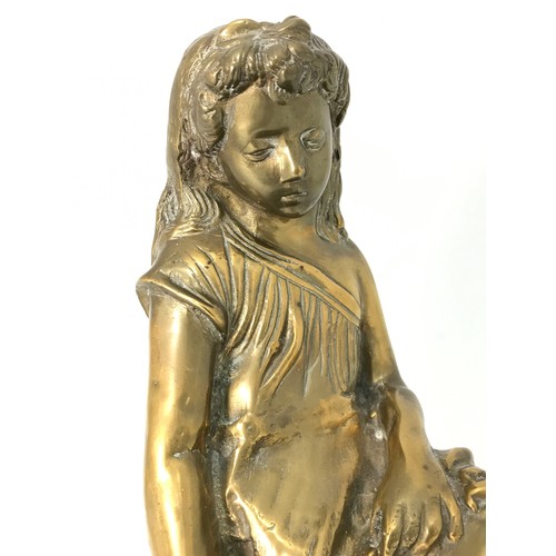 482 - LARGE BRASS FIGURE OF A SEATED LADY