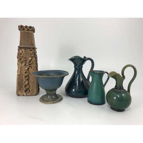 204 - STYLISH ART POTTERY JUGS, VASE AND A BOWL