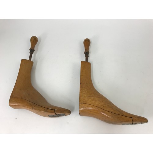 507 - PAIR OF METAL CHILD’S SHOE LASTS AND PR. WOODEN BOOT LASTS