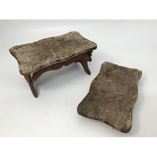 583 - PAIR OF SMALL ORIENTAL COLLAPSABLE STOOLS