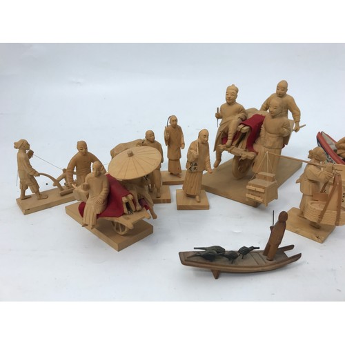 591 - COLLECTION OF ORIENTAL TREEN FIGURES