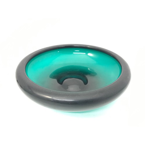 291 - VINTAGE HOLMEGAARD GREEN DISH WITH OTHER COLOURED GLASS