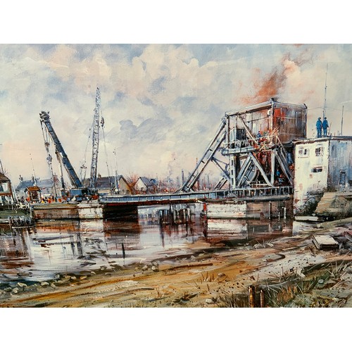 9 - FRAMED PRINT OF PEGASUS BRIDGE, OEUVRE DE MICHEL GIRARD.