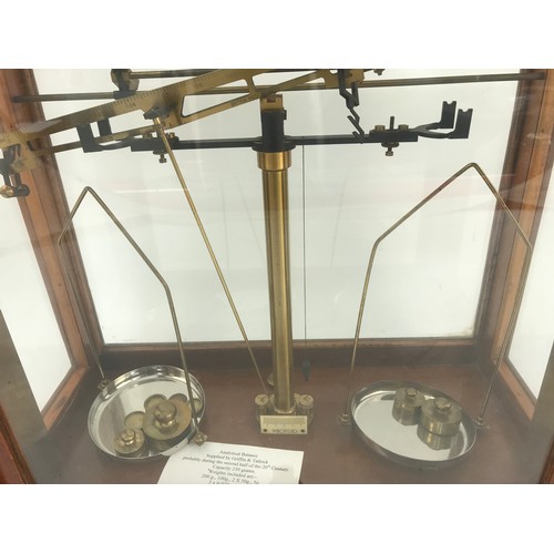 564 - SET OF SCIENTIFIC BALANCE SCALES IN GLAZED CASE