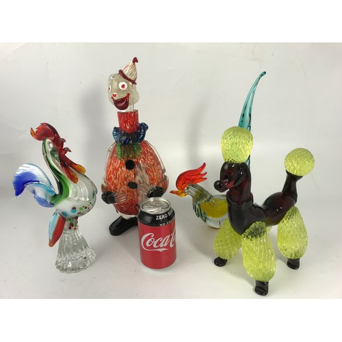 290 - MURANO / VENETIAN ANIMAL FIGURES AND CLOWN DECANTER