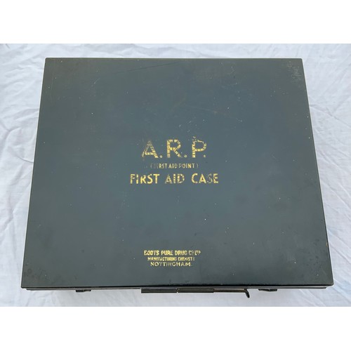 350 - ARP. WW2,  BLACK FIRST AID TIN