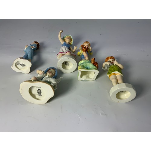 125 - 5 ROYAL WORCESTER FIGURINES SEPTEMBER, OCTOBER, WEDNESDAY CHILD, ETC.