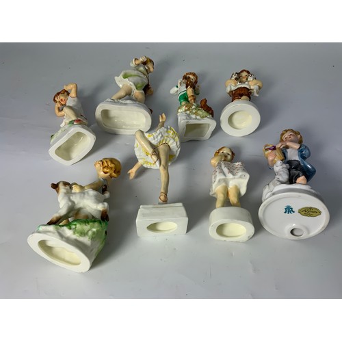 122 - 7 ROYAL WORCESTER PAINTED BLANKS &   A CONTINENTAL FIGURINE