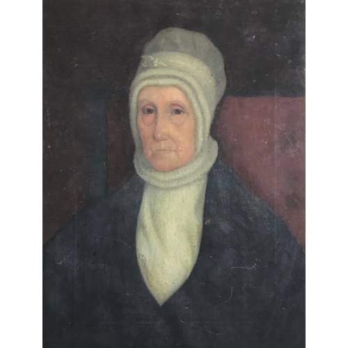 46 - 19TH CENTURY OIL ON CANVAS PORTRAIT DEPICTING MARTHA CRABTREE 57cm x 43cm, FRAME  74cm x 59cm